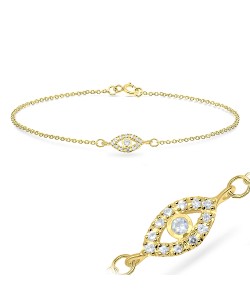 CZ Stones on Eye Silver Bracelet BRS-557-GP